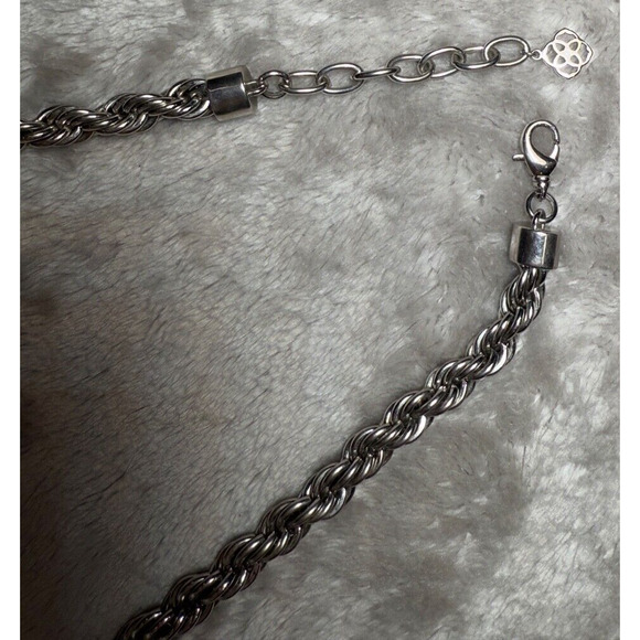 Kendra Scott Cailey Rhodium Plated Rope Chain Necklace Adjustable 18-21" - Picture 4 of 4